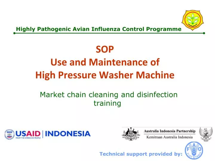 sop use and maintenance of high pressure washer machine