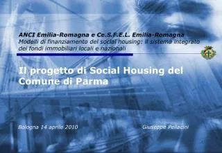 il progetto di social housing del comune di parma