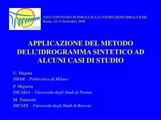 applicazione del metodo dell idrogramma sintetico ad alcuni casi di studio