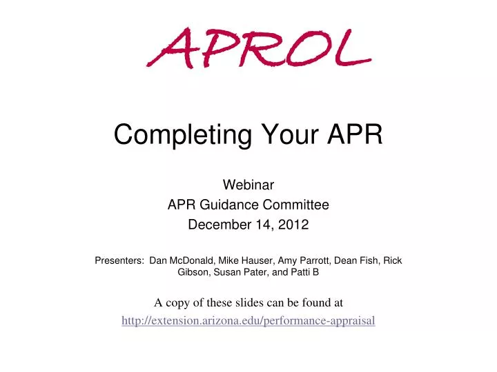 aprol completing your apr