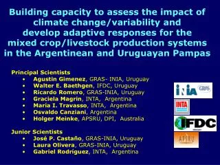 Building capacity to assess the impact of climate change/variability and