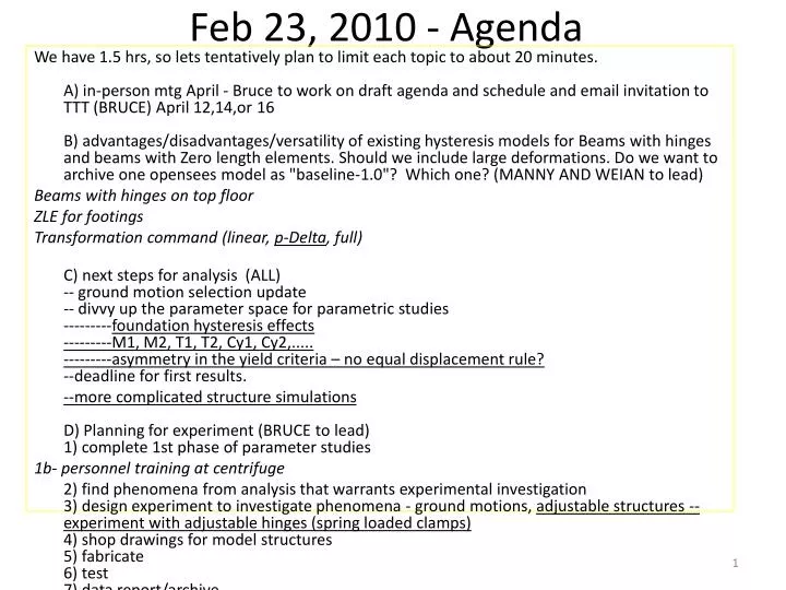 feb 23 2010 agenda
