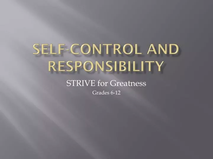 self control and responsibility
