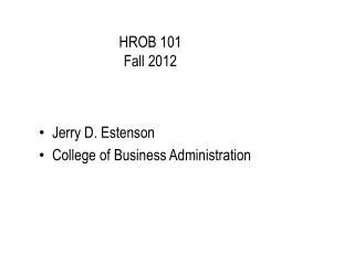 HROB 101 Fall 2012