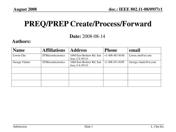 preq prep create process forward