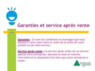 garanties et service apr s vente