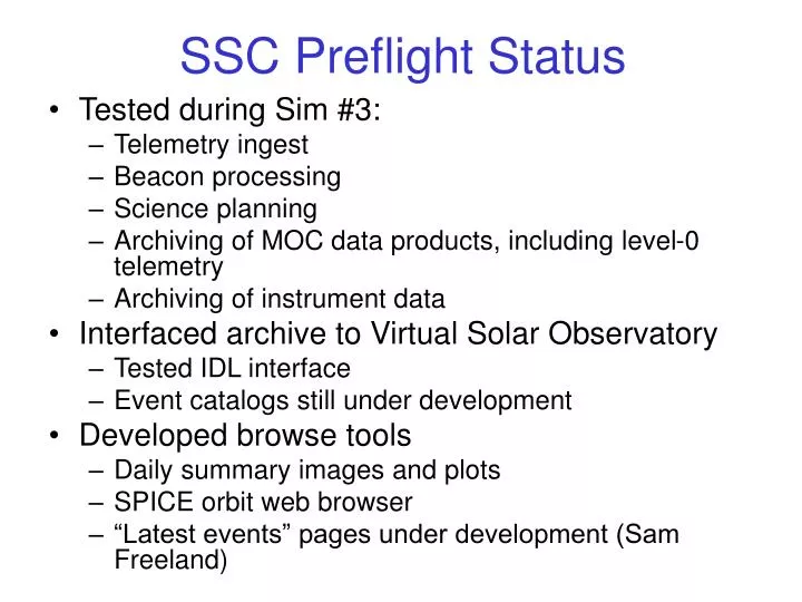 ssc preflight status