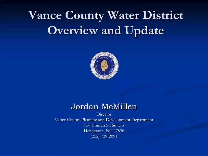 vance county water district overview and update