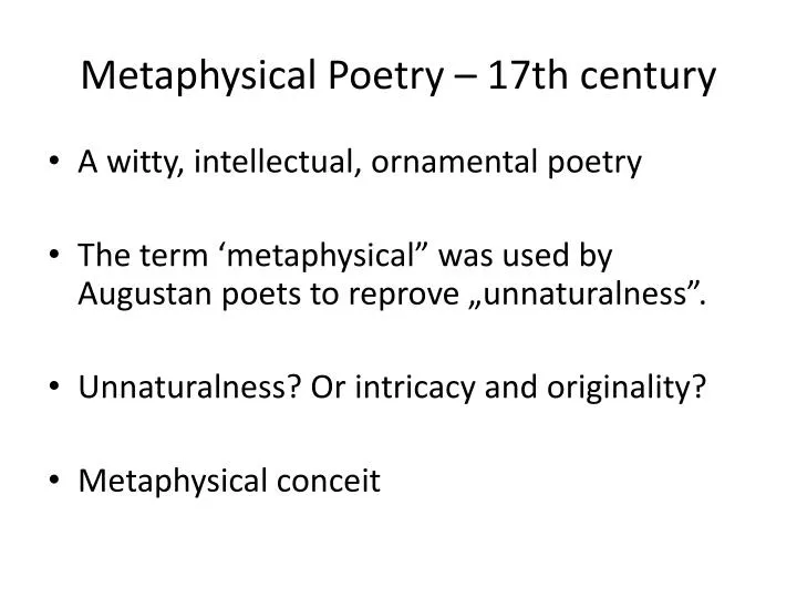 metaphysical poetry 17th century