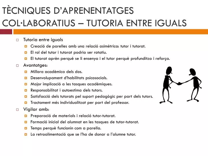 t cniques d aprenentatges col laboratius tutoria entre iguals