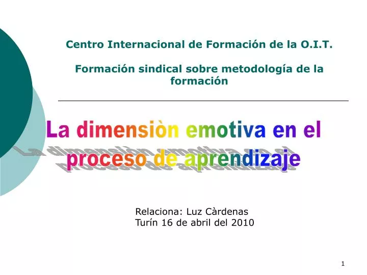 centro internacional de formaci n de la o i t formaci n sindical sobre metodolog a de la formaci n