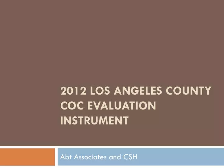 2012 los angeles county coc evaluation instrument