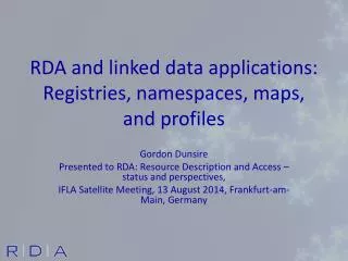 RDA and linked data applications: Registries, namespaces, maps, and profiles