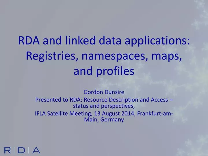 rda and linked data applications registries namespaces maps and profiles