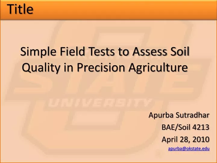 simple field tests to assess soil quality in precision agriculture