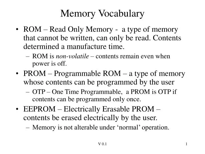memory vocabulary
