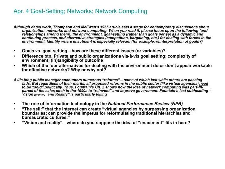 apr 4 goal setting networks network computing