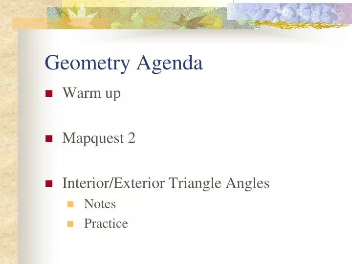 geometry agenda