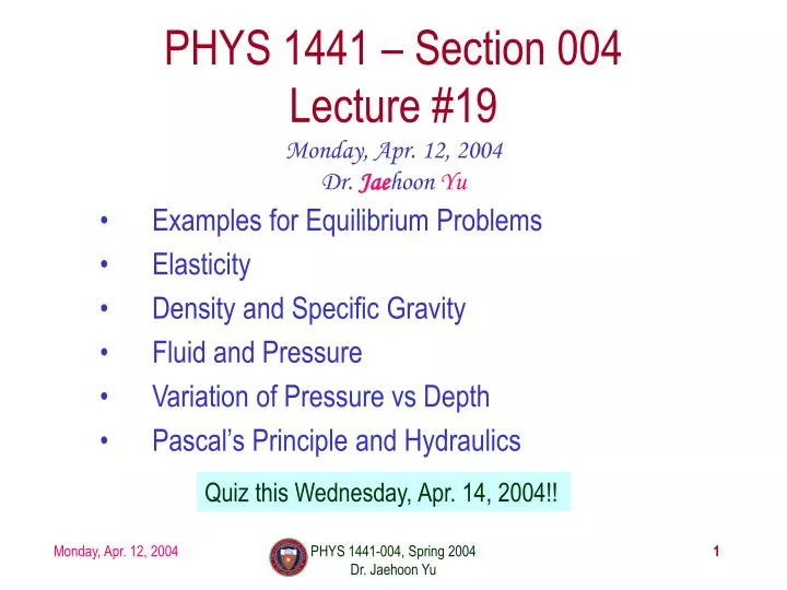 phys 1441 section 004 lecture 19