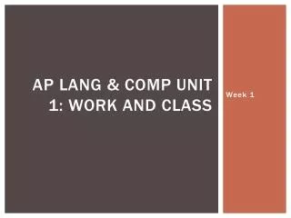 AP Lang &amp; Comp Unit 1: Work and Class