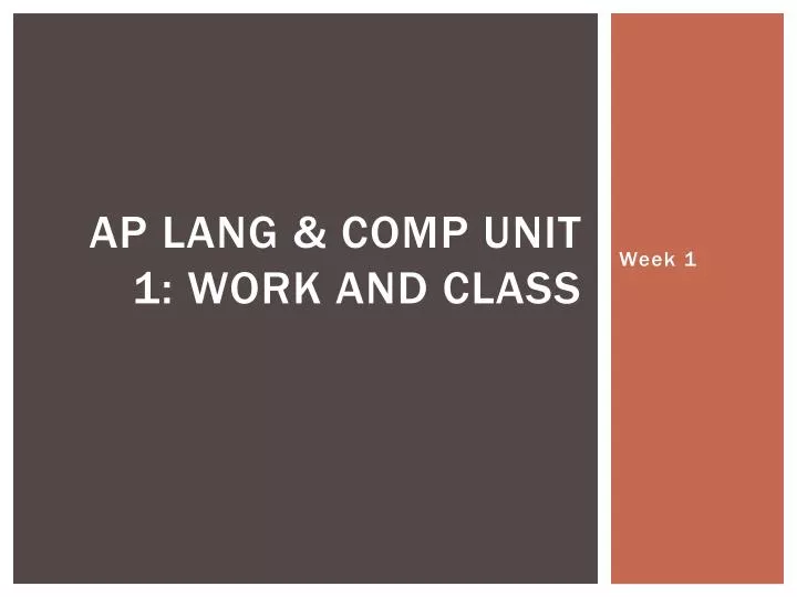 ap lang comp unit 1 work and class