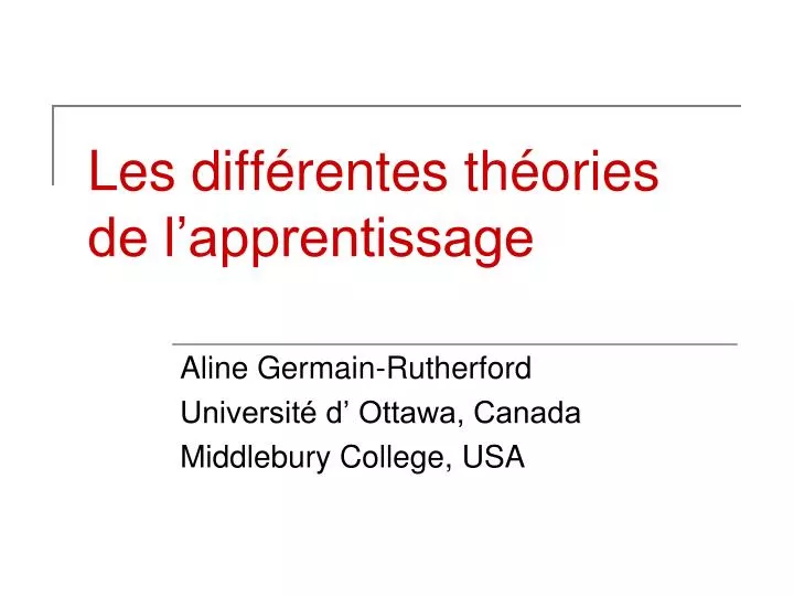 les diff rentes th ories de l apprentissage