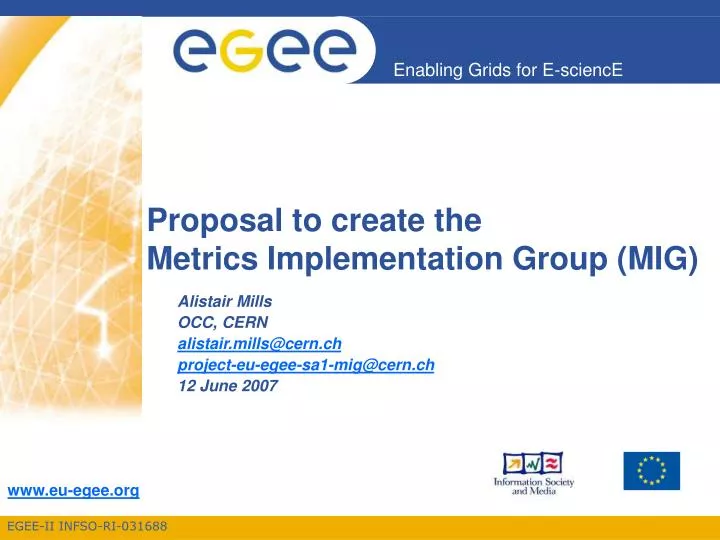 proposal to create the metrics implementation group mig