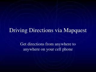 Driving Directions via Mapquest