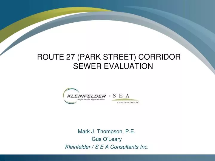 route 27 park street corridor sewer evaluation