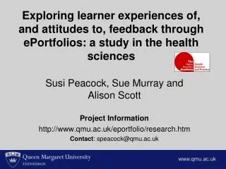Susi Peacock, Sue Murray and Alison Scott Project Information