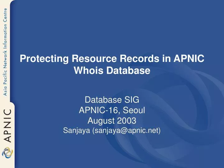 protecting resource records in apnic whois database