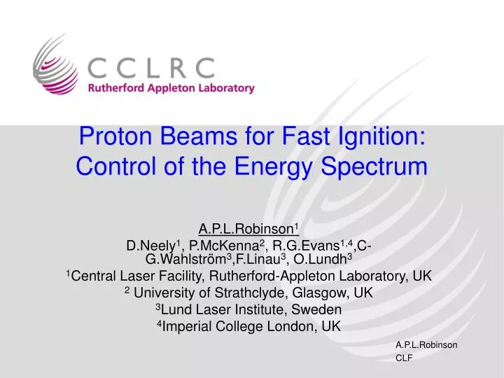 proton beams for fast ignition control of the energy spectrum