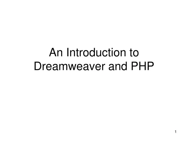 an introduction to dreamweaver and php