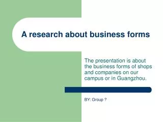 A research about business forms