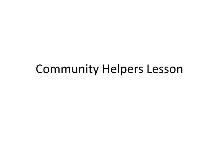 community helpers lesson