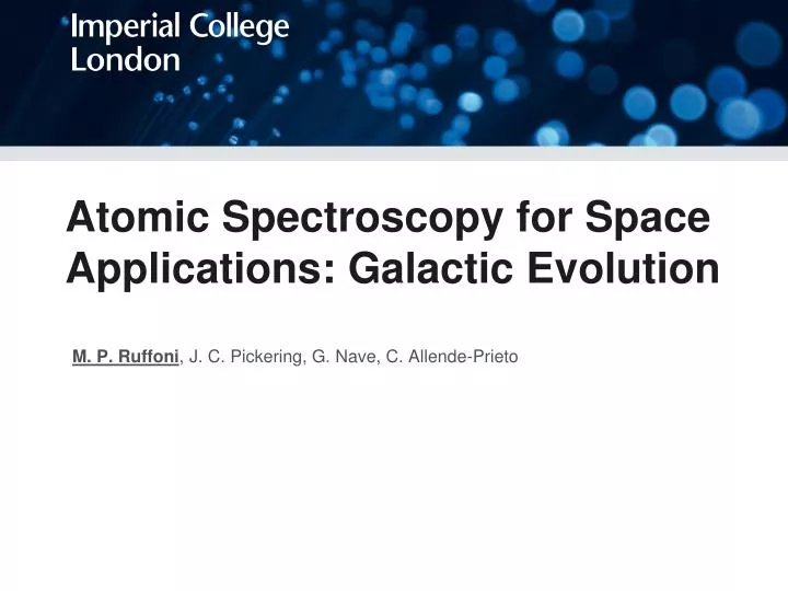 atomic spectroscopy for space applications galactic evolution l