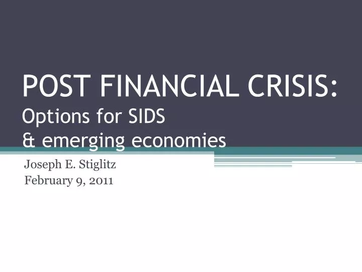 post financial crisis options for sids emerging economies