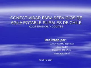 conectividad para servicios de agua potable rurales de chile cooperativas y comit s