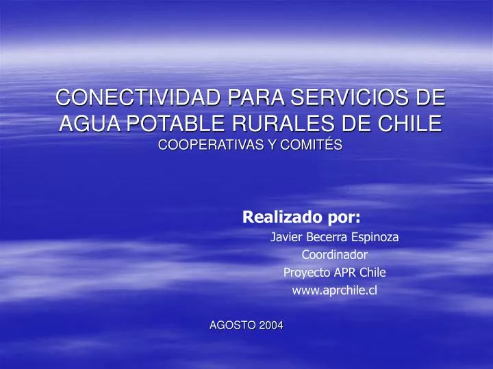 conectividad para servicios de agua potable rurales de chile cooperativas y comit s