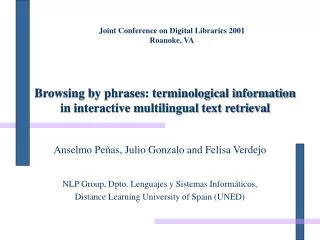 Browsing by phrases: terminological information in interactive multilingual text retrieval