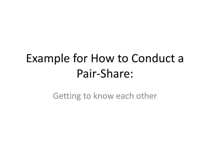 example for how to conduct a pair share
