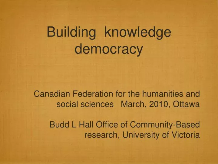 building knowledge democracy