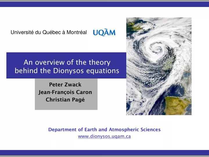 an overview of the theory behind the dionysos equations
