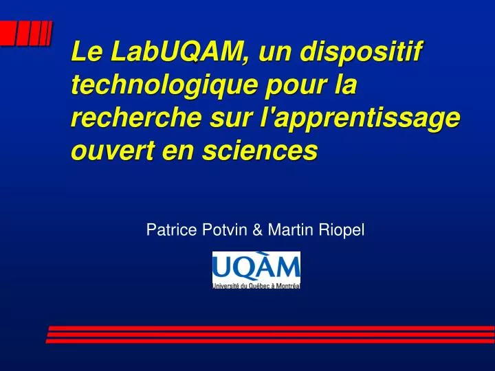 le labuqam un dispositif technologique pour la recherche sur l apprentissage ouvert en sciences