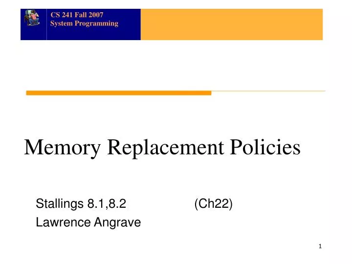 memory replacement policies