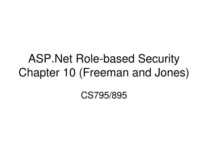 asp net role based security chapter 10 freeman and jones