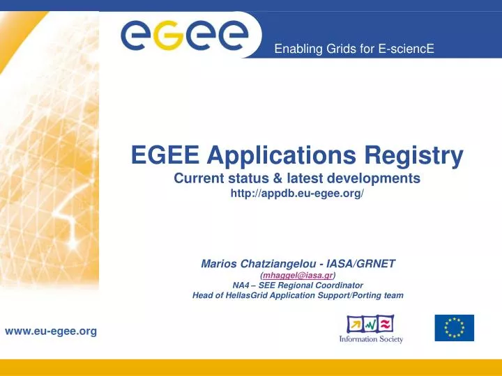 egee applications registry current status latest developments http appdb eu egee org