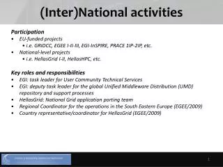 (Inter)National activities