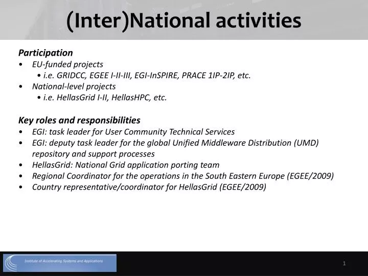 inter national activities