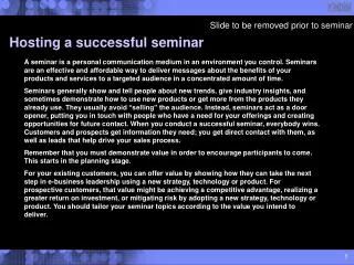 Hosting a successful seminar